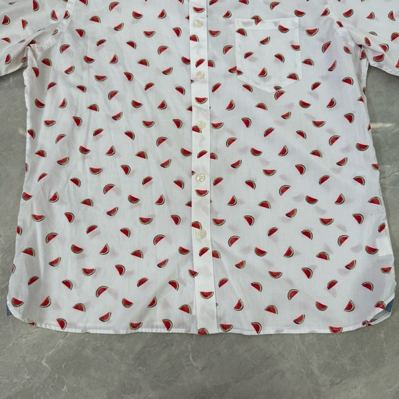 Men’s Van Heusen Never Tuck Watermelon Button Down Short Sleeve Shirt Large - Picture 4 of 16